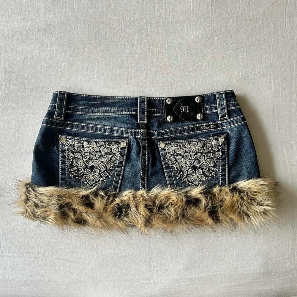 Miss Me Fur Trim Mini Skirt